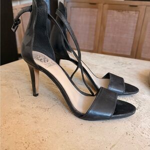 Vince Camuto Elegant Black Ankle Strap Heels